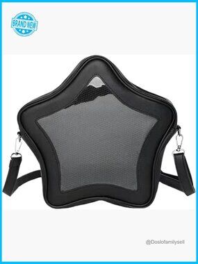 Star Ita Bag Pins Display Crossbody Backpack PU Leather Y2K Aesthetic Handbag